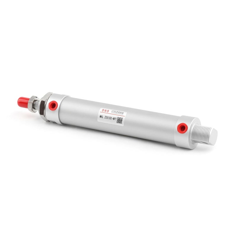 Sns Pneumatic 25mm Bore 100mm Stroke NPT1/8 Aluminum Alloy Mini Air Cylinder Double Action MAL25x100 - Image 2
